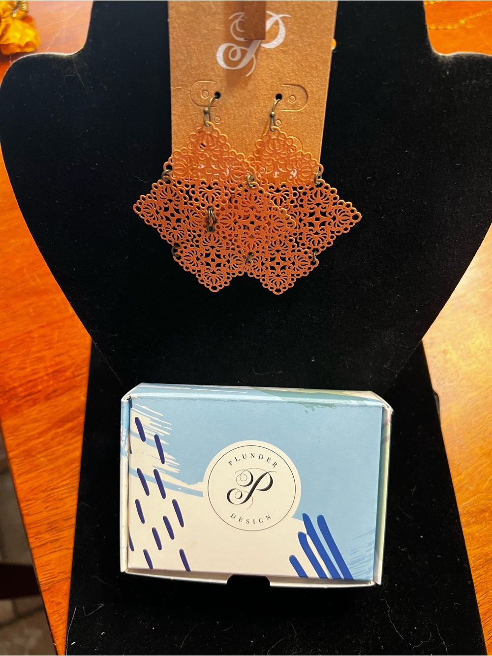 Plunder Coral Lace Filigree Drop Earrings